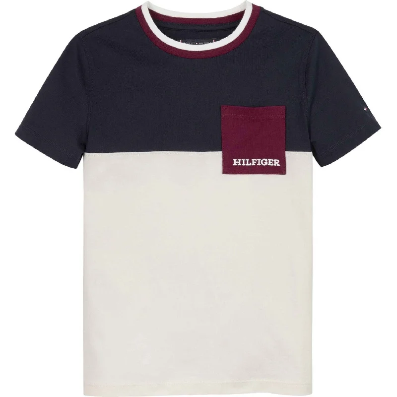 Tommy Hilfiger Ancient White Colorblock Embroidered T-Shirt