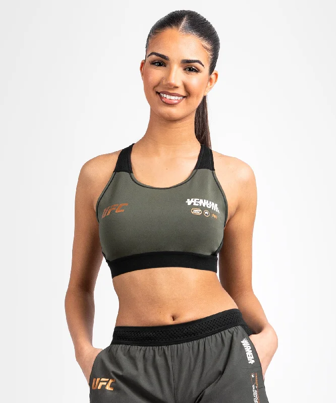 Casual Fit UFC Adrenaline by Venum Fight Week Women’s Sports Bra - Khaki/Bronze