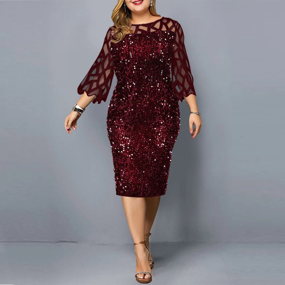 Weekend Comfort Women fashion plus size sequin party   formal  dress