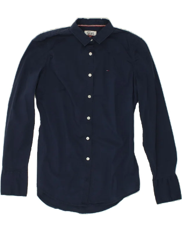 Effortless Looks TOMMY HILFIGER Womens Shirt UK 6 XS Navy Blue Cotton