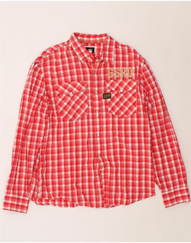 Easy Style G-STAR Womens Shirt UK 20 2XL Red Gingham Cotton