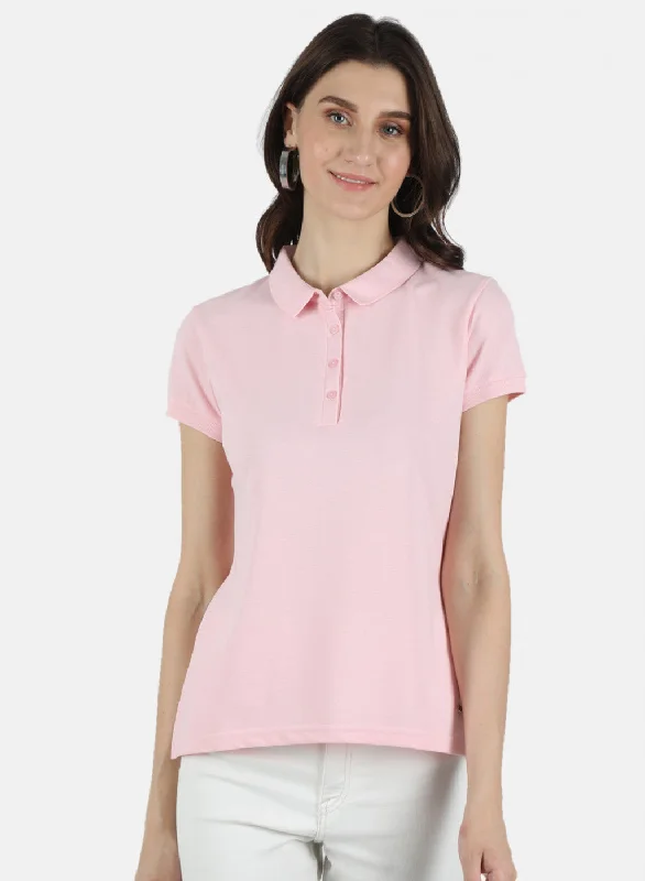 Comfortable Chic Women Pink Plain T-Shirt