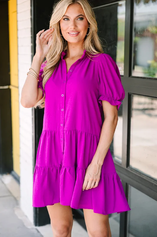 Casual Chic Wear Trust You Purple Ruffled Dress