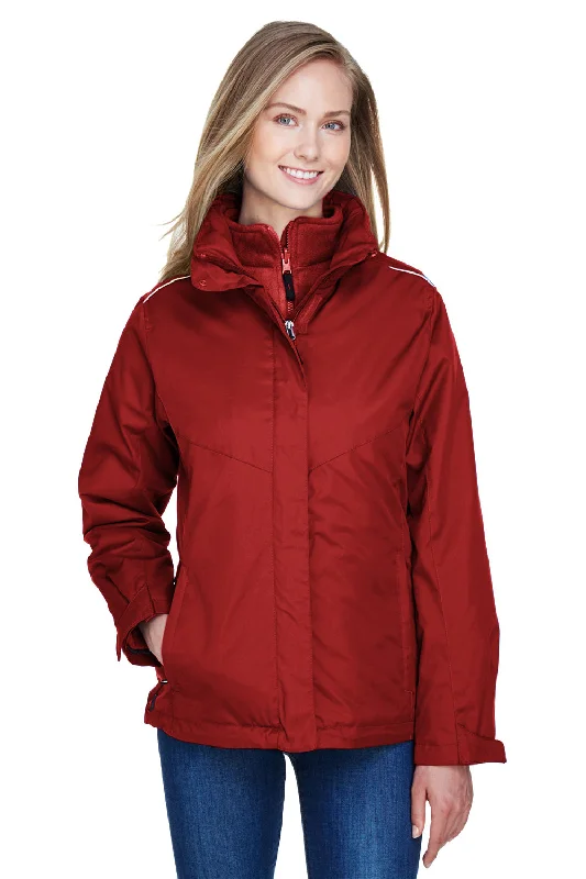 Core 365 Womens Region 3-in-1 Water Resistant Full Zip Hooded Jacket - Classic Red