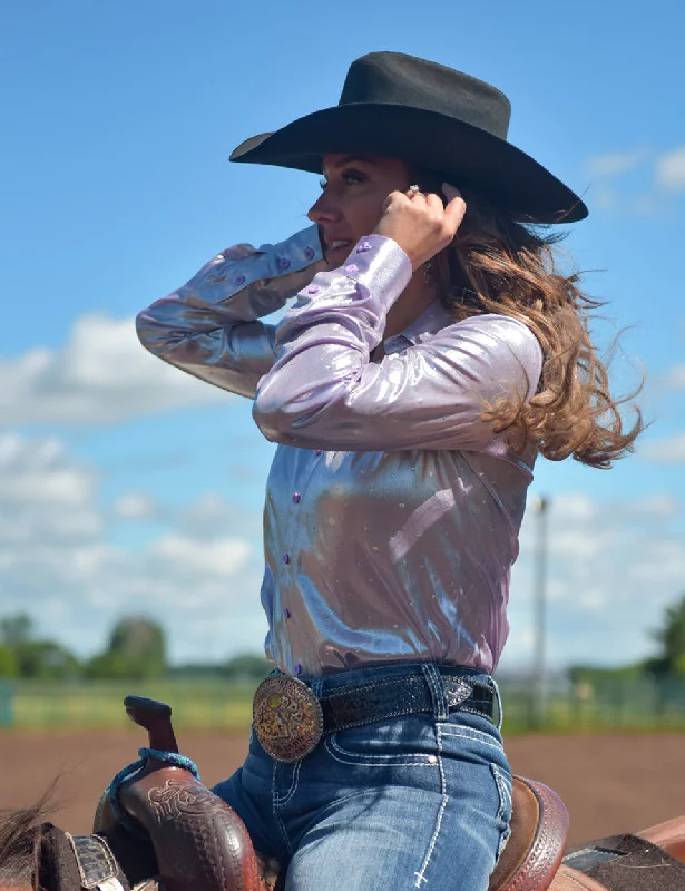 Relaxed Fit Cowgirl Tuff Lilac with Silver Foil Pullover Shirt