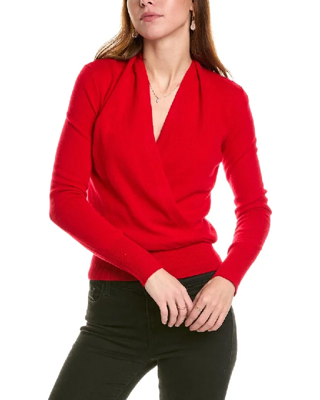 Cozy Lounge Wear sofiacashmere Modern Faux Wrap Cashmere Sweater