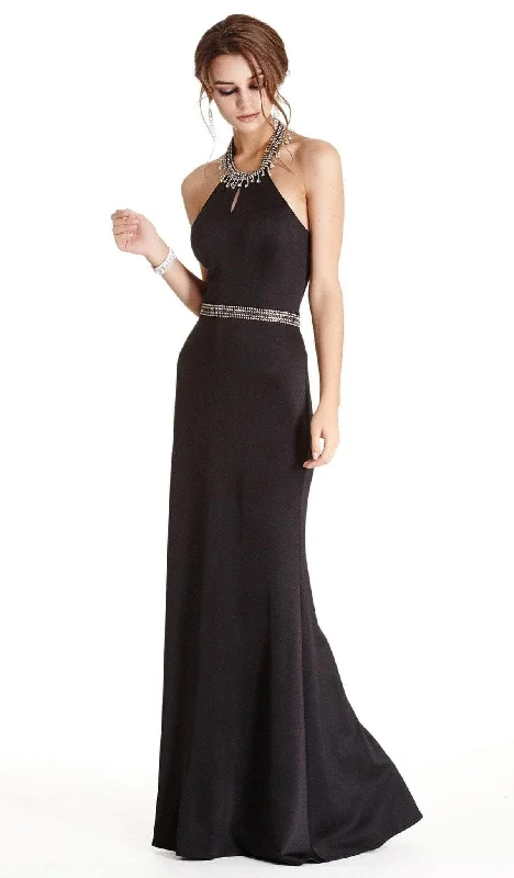 Comfortable Sweaters Trevi Collection - Beaded High Halter Evening Gown L1768