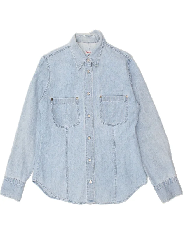 Cozy Knits WAMPUM Womens Denim Shirt UK 10 Small Blue Cotton