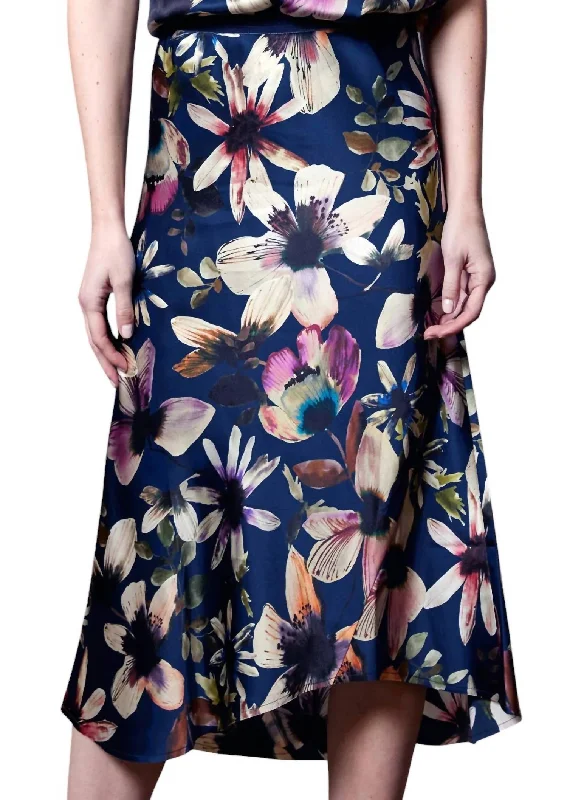 Lux Bias Skirt In Night Floral