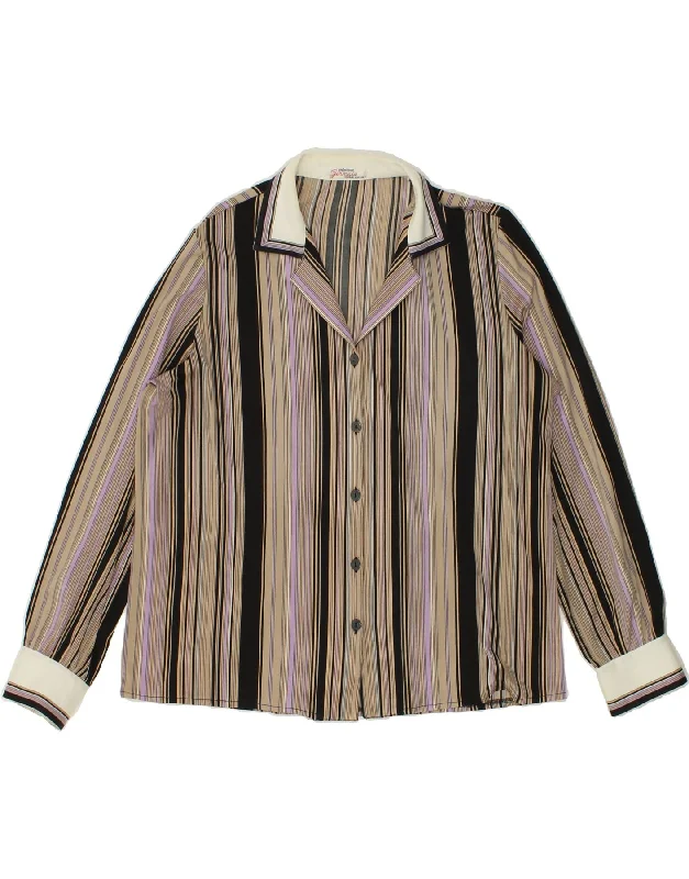 Elegant Dressing ST. GERMAIN Womens Shirt UK 16 Large Beige Striped