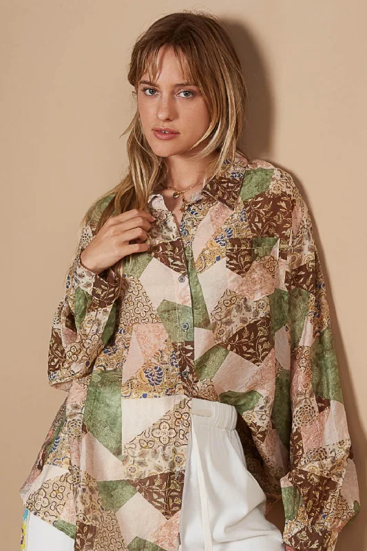 Timeless Style Button-Down Long Sleeve Printed Shirt