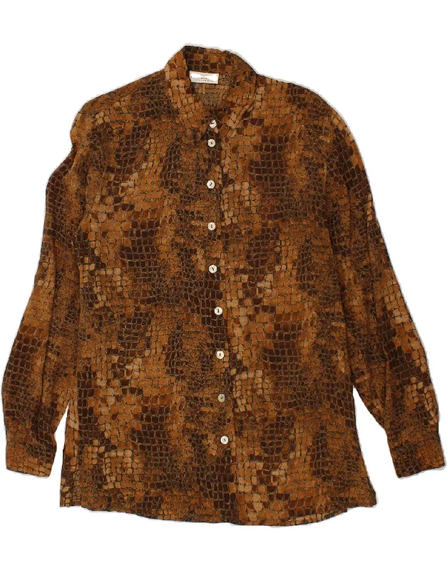 Comfortable Fashion YOUR SIXTH SENSE Womens Shirt UK 10 Small Brown Animal Print Cupro