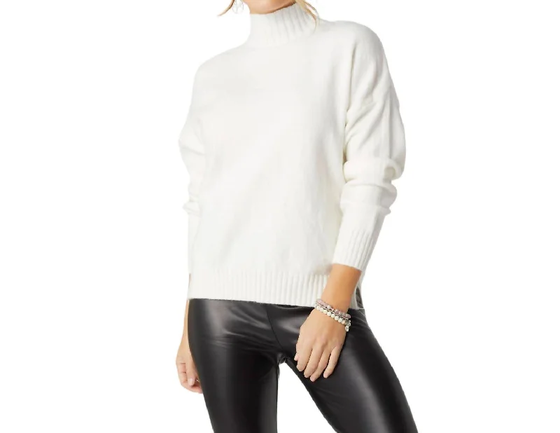 Winter Haylo Soft Mock Neck Sweater In White