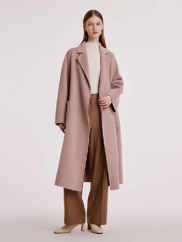 Casual Fit Pure Cashmere Tie-up Women Coat