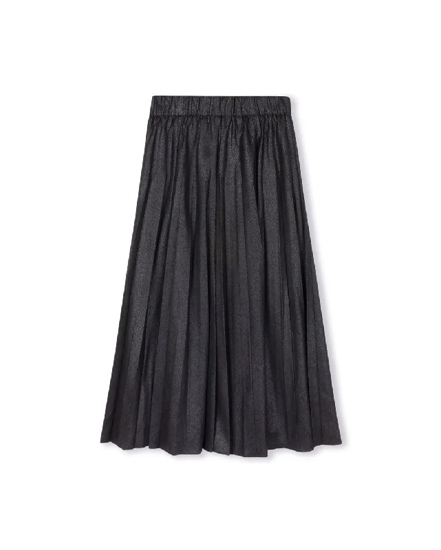 Urban Chic Filly Leather Suede Pleat Maxi Skirt