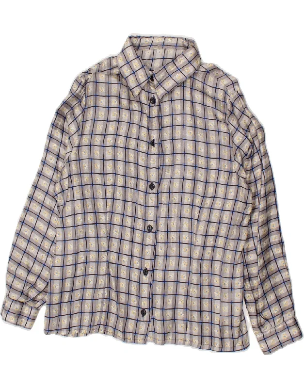 Casual Fit VINTAGE Womens Shirt UK 14 Large Grey Check