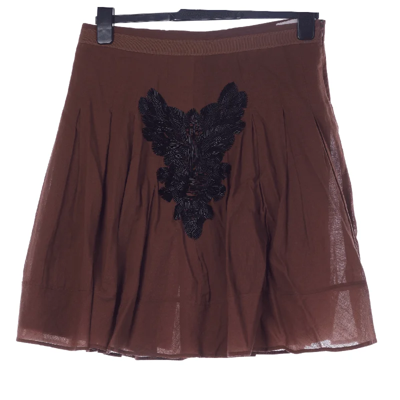 Trendy Looks Malene Birger "Aniston" Embellished Skirt Brown 100% Cotton Size 38 (UK 10)