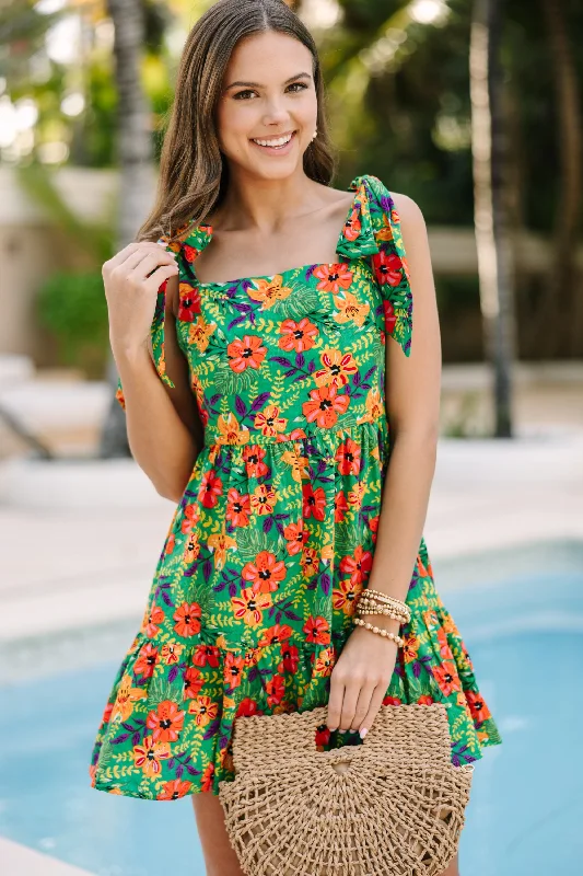 Everyday Style Never Coming Back Green Tropical Dress