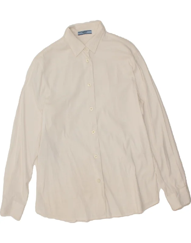 Light Comfort PRADA Womens Shirt IT 44 Medium White Cotton