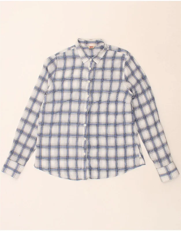 RIFLE Womens Shirt UK 10 Small Blue Check Cotton