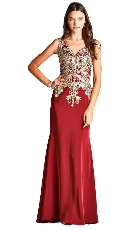 Casual Comfort Trevi Collection - Embroidered Sheath Evening Dress L1695