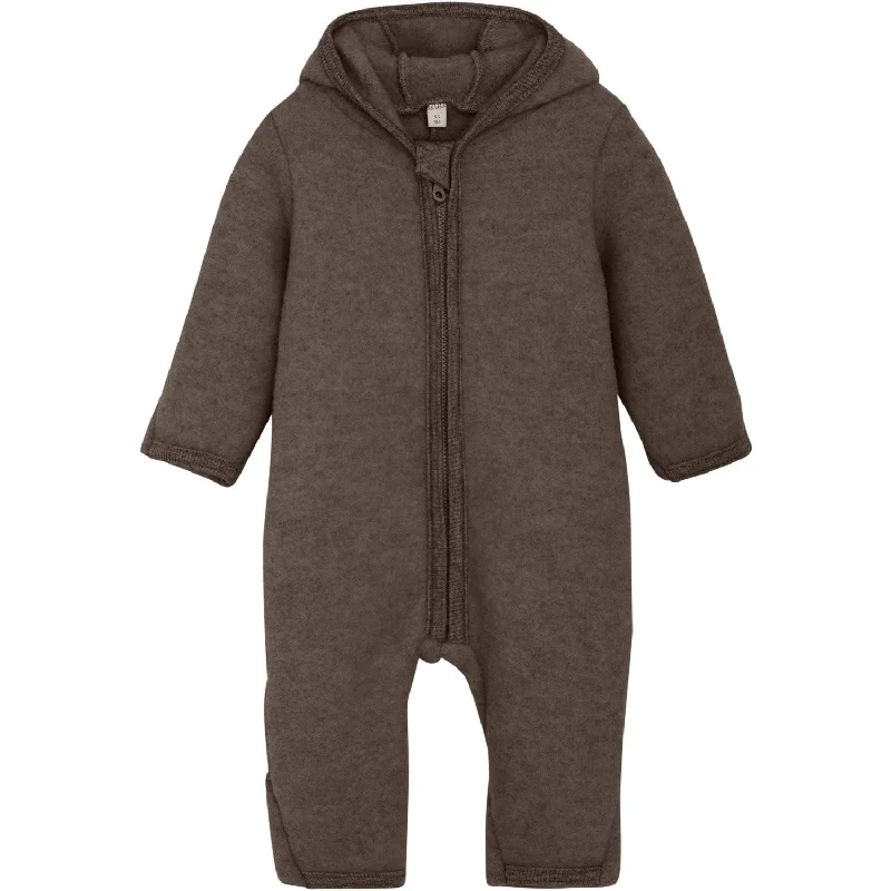 Simple Looks Huttelihut Brown Melange Pram Suit Ears Wool Fleece (S)