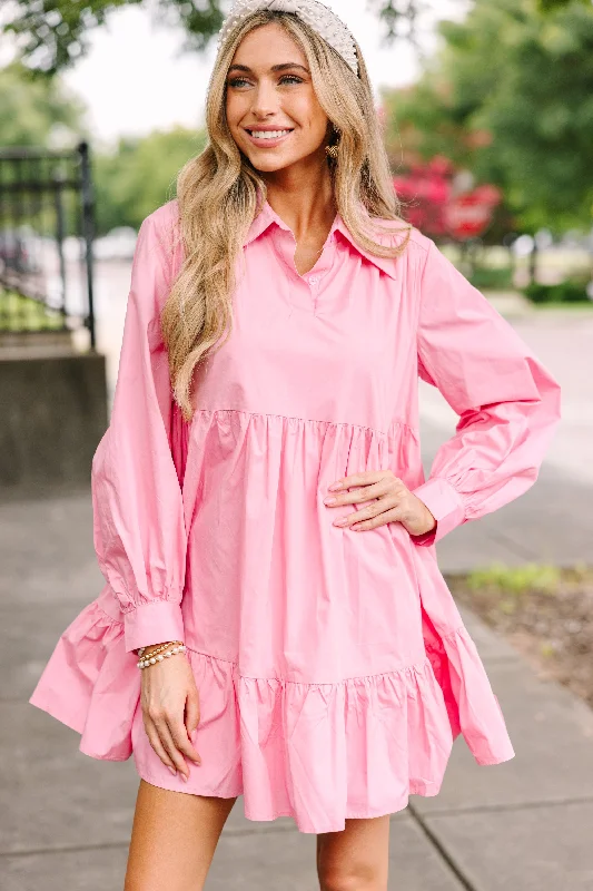 Cozy Layers Positive Perceptions Pink Babydoll Dress