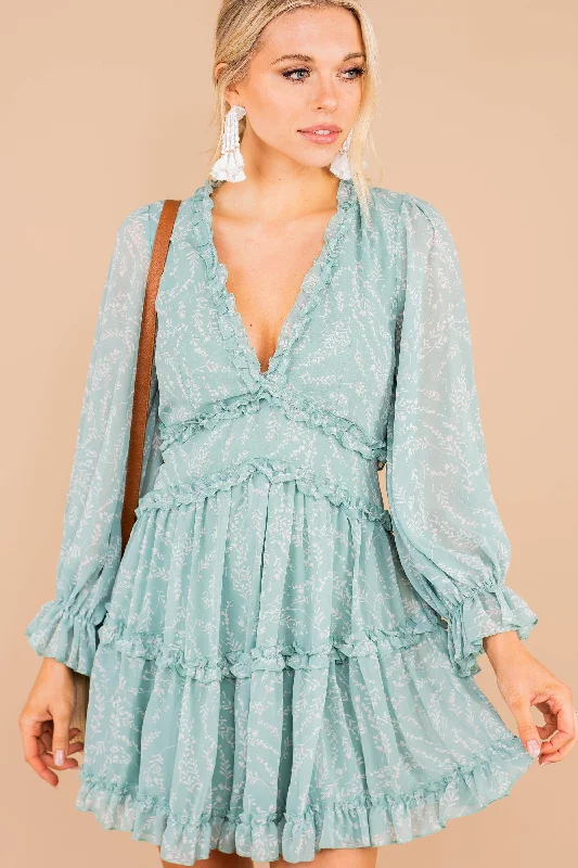 Effortless Dressing You're Too Kind Seafoam Green Floral Dress