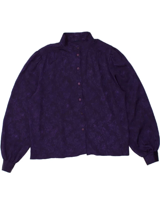 VINTAGE Womens Shirt Blouse UK 16 Large Purple Paisley