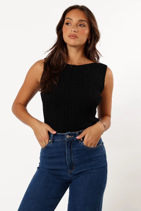 Comfortable Sweaters Rowie Ribbed Top - Black