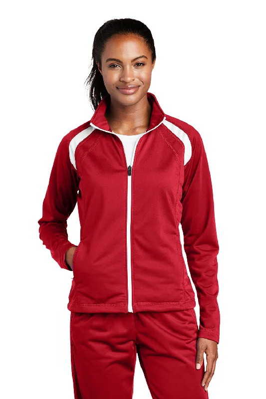 Sport-Tek Womens Full Zip Track Jacket - True Red/White - Closeout