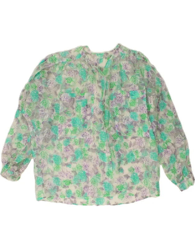 Urban Chic VINTAGE Womens Shirt Blouse UK 18 XL Green Floral