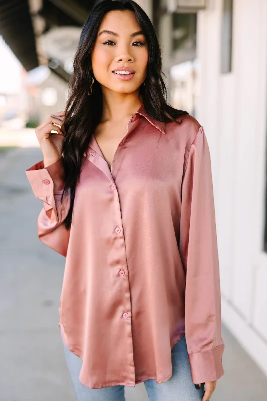 Smart Comfort Wear Dream On Mauve Pink Satin Blouse