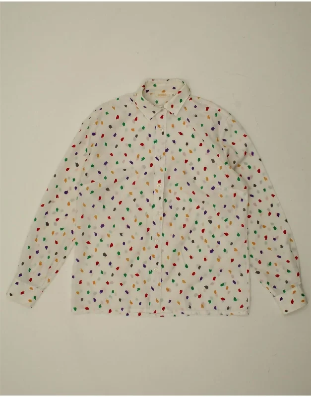 Relaxed Jackets VINTAGE Womens Shirt IT 44 Medium White Spotted