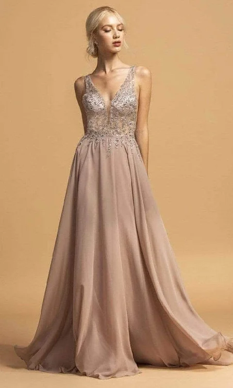 Easygoing Fashion Trevi Collection - Crystal Ornate Chiffon Prom Dress L2207