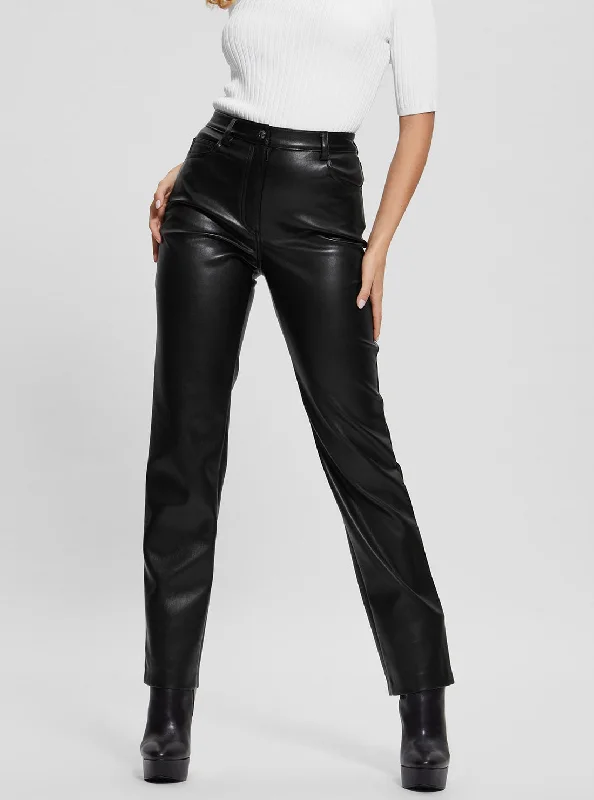 Comfy Chic Black Kelly Faux Leather Pants