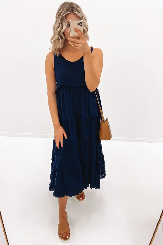 Comfortable Looks Brax Midi Dress Navy