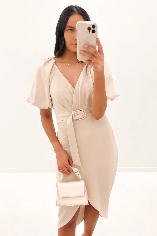 Comfortable Dresses Devyn Midi Dress Champagne