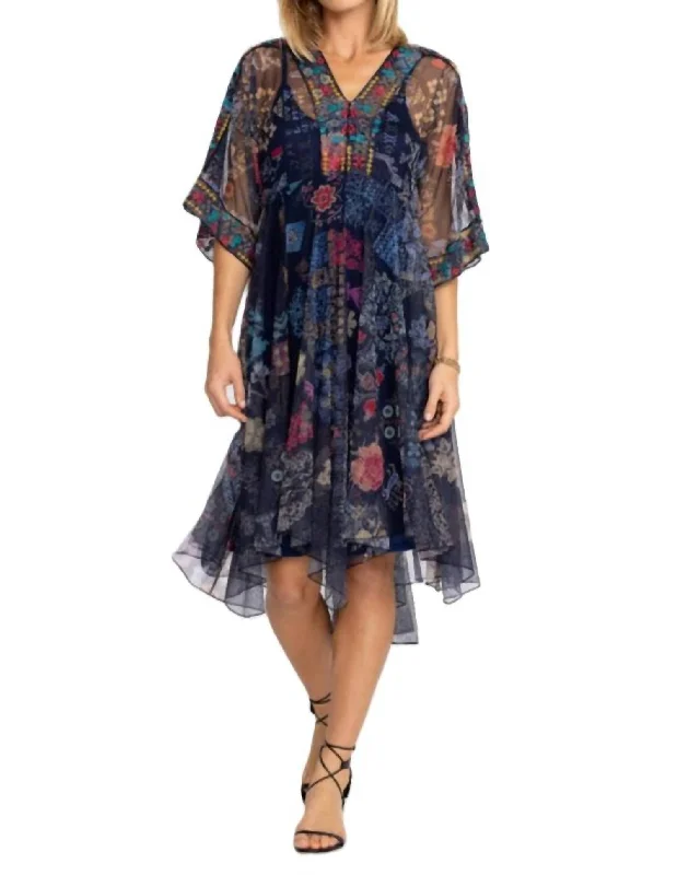 Casual Chic Outfits Elrey Kaftan Mesh Dress In Multi