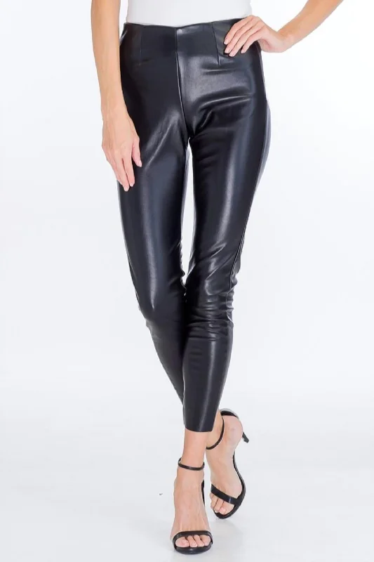 Effortless Looks Faux Leather Leggings In Black