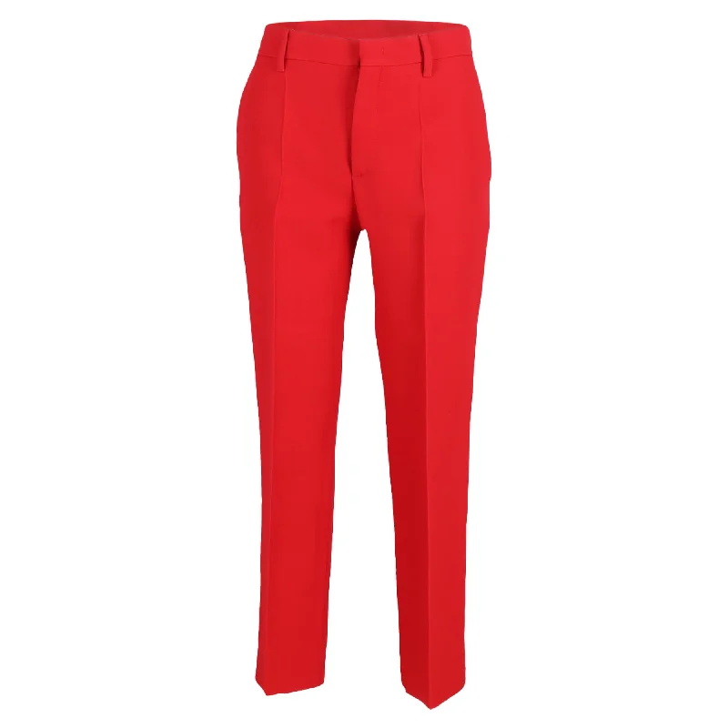 Elegant Dressing Prada Straight Trousers in Red Wool