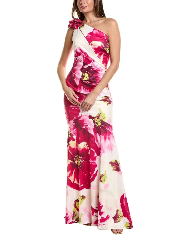 Cozy Fitting Rene Ruiz womens  One-Shoulder Floral Gown, 16, Pink