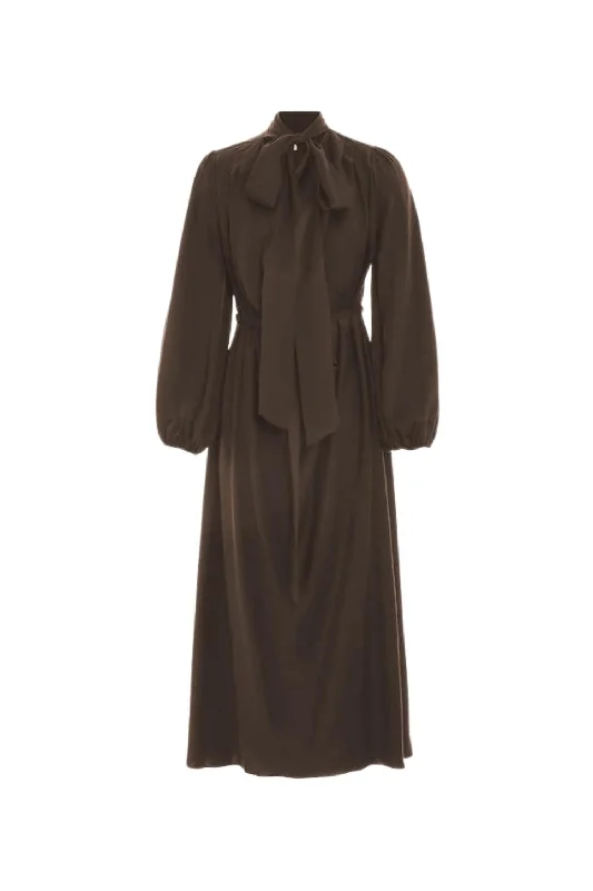 Soft Fabrics Silk Billow Dress In Chocolate