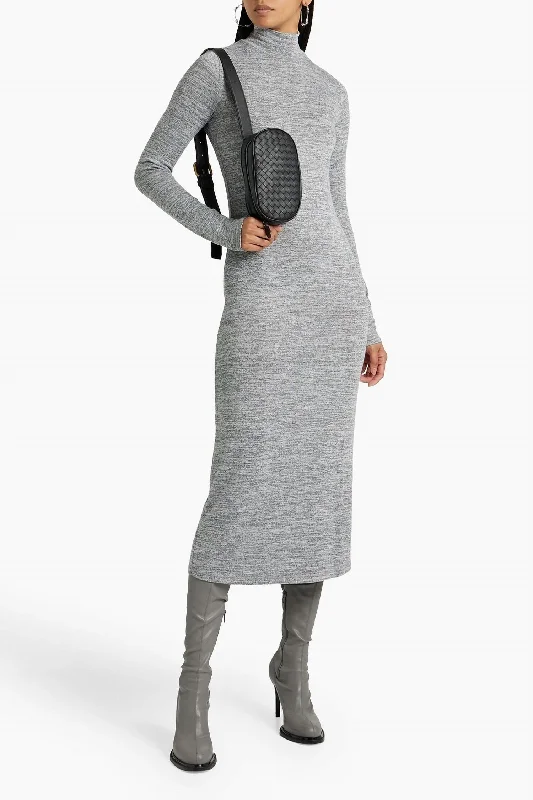 Relaxed Fashion The Knit Tneck Midi Dress In Heather Grey