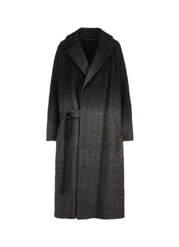 Relaxed Fit WOOL HERRINGBONE GRADATION LONG COAT