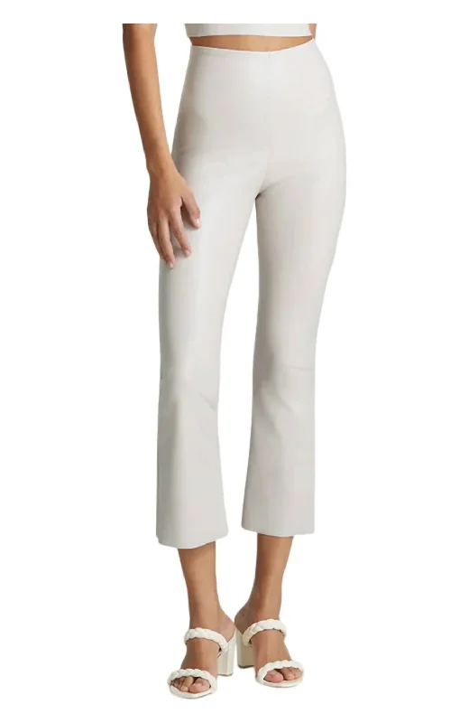 Breezy Style Faux Leather Crop Flare Leg Legging In Porcelain