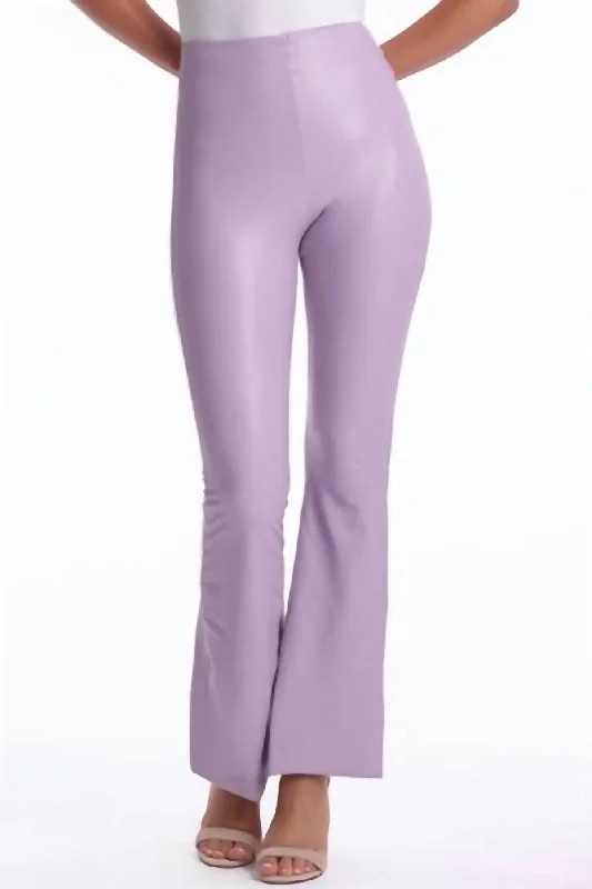 Cozy Dress Faux Leather Flare Legging In Lavender