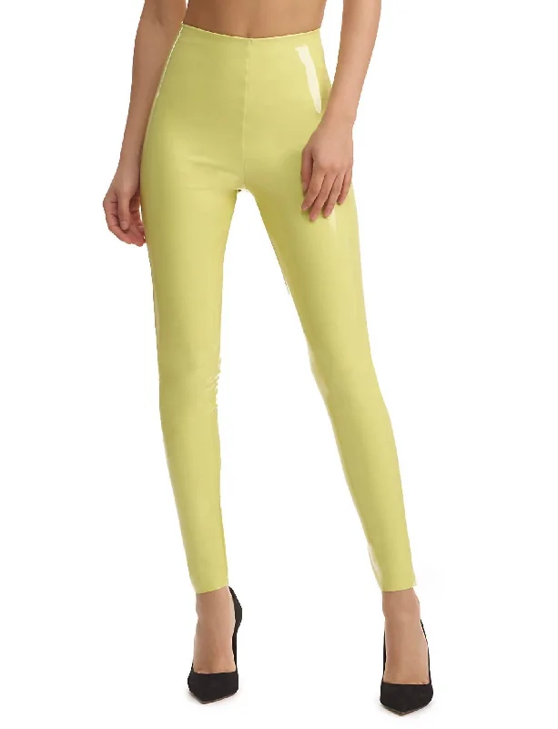 Sporty Wear Faux Patent Leather Legging In Limeade