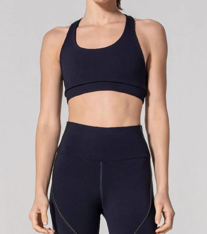 Light Comfort Get In Line Sports Bra In Navy