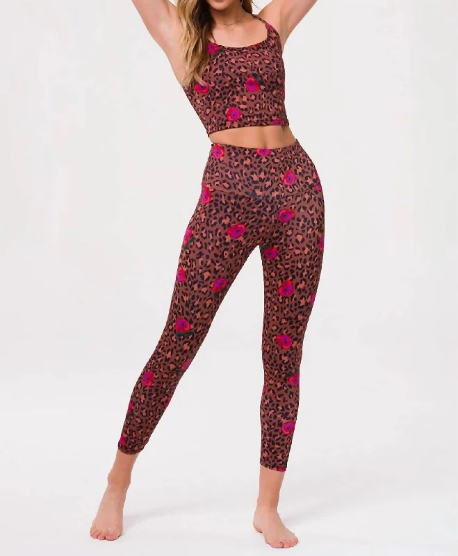 Cozy Apparel High Rise Midi Legging In Pretty Wild